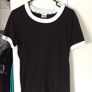 VS Pink Raglan black t size M